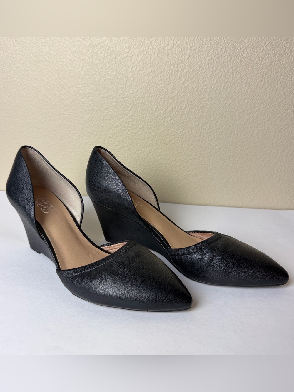 Franco Sarto Fenway Black Wrdge Heels - Size 8.5